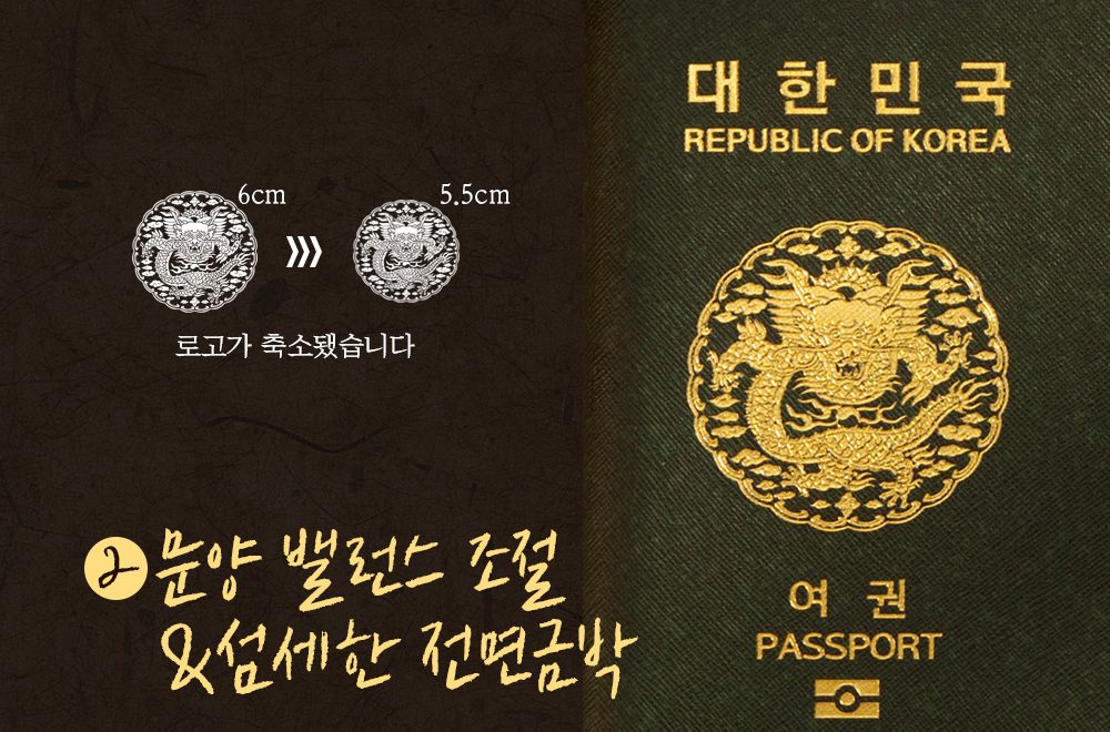 Close-up of the foil-stamped five-clawed dragon on the Sejong Passport Case
